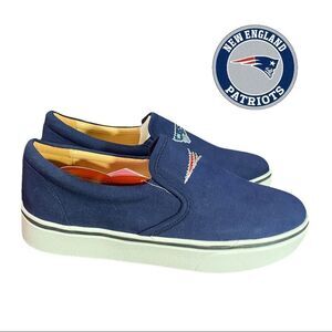 NEW New England Patriots Women's Navy Suede Rhinestone Slip-on Loafers 10